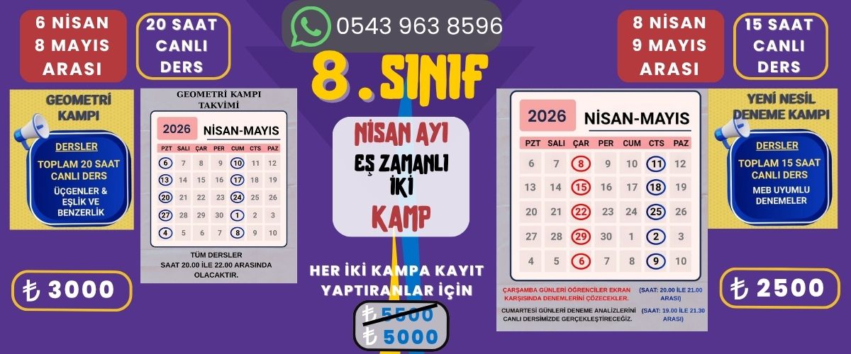 8. sınıf Nisan ayı kamplar
